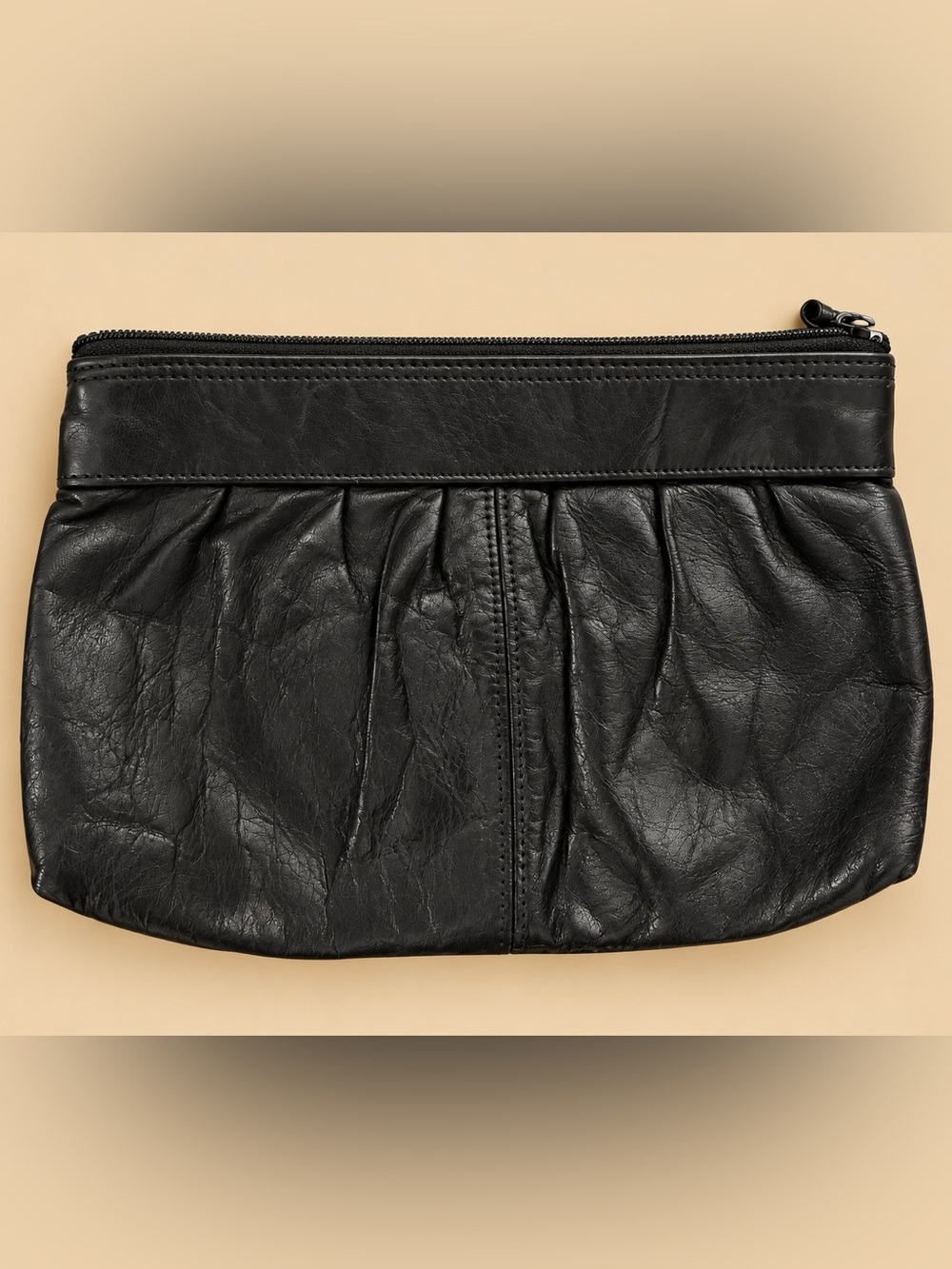 Source Unknown Black Pleated Wristlet Clutch